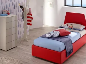 Letto singolo rivestito in ecopelle con testiera Peak SC205 di Moretti Compact