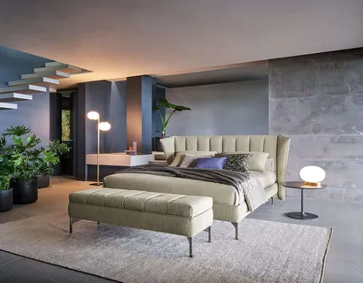 Letto in tessuto con testiera trapuntata Opéra Fleur di Twils