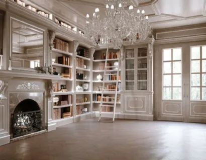 Libreria Boiserie Bastia Heritage in legno laccato di Arte Brotto