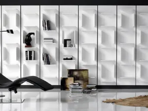 Libreria componibile a muro in legno laccato bianco Fifty di Cattelan Italia