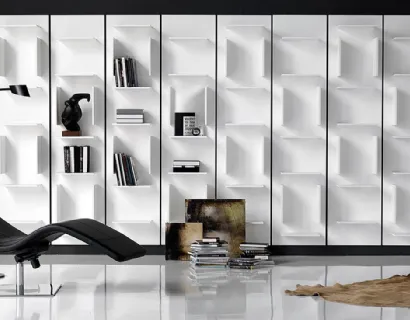 Libreria componibile a muro in legno laccato bianco Fifty di Cattelan Italia