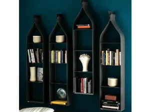 Libreria a muro in acciaio verniciato graphite Swing di Cattelan Italia