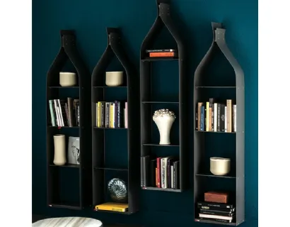 Libreria a muro in acciaio verniciato graphite Swing di Cattelan Italia