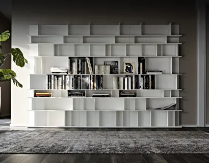 Libreria a muro in MDF laccato bianco Wally di Cattelan Italia