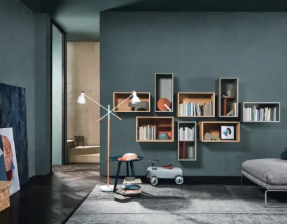 Libreria a muro componibile Lampo L6C09 in laccato opaco di Sangiacomo
