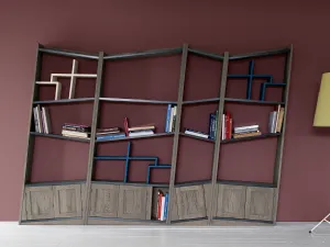 Libreria in rovere massello e legno laccato Unika U05 di Devina Nais