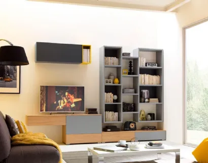 Libreria sospesa in laccato grigio LV105 di Moretti Compact