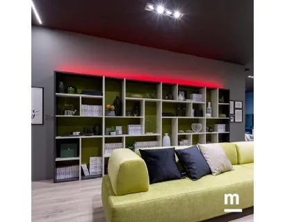 Libreria a muro in laccato opaco e melaminico LV120 di Moretti Compact