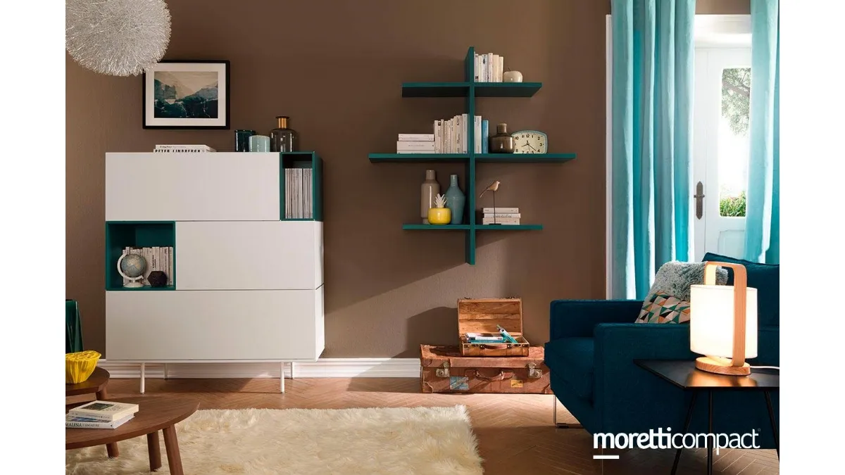 Libreria moderna in laccato opaco LV202 di Moretti Compact