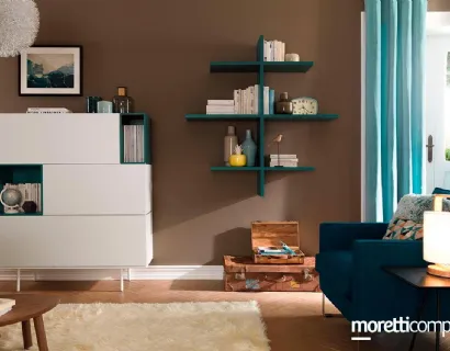 Libreria moderna in laccato opaco Flexa LV202 di Moretti Compact