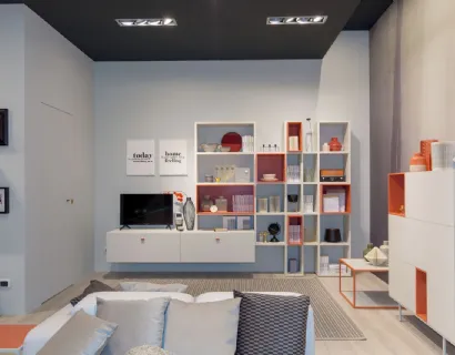 Libreria componibile in melaminico e laccato MC044 di Moretti Compact