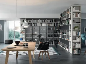 Libreria Modo Angolare Divisoria in laccato opaco e vetro di Sangiacomo