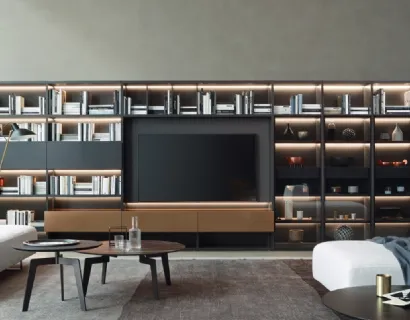Libreria Modo M6C62 in laccato metallo Bronzo di Sangiacomo