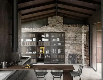 Libreria a muro Simply con ante in Vetro di Doal