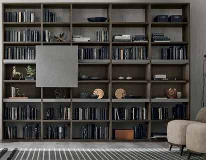 Libreria Atlante UNIT AT209 in materico rovere moka, materico piasentina scuro di Tomasella