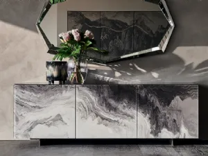 Madia in legno con ante in cristallo con stampa artistica decorativa Focus Crystalart di Cattelan Italia