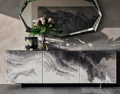 Madia in legno con ante in cristallo con stampa artistica decorativa Focus Crystalart di Cattelan Italia