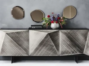 Madia Kayak in laccato Brushed Grey con piedini in acciaio di Cattelan Italia