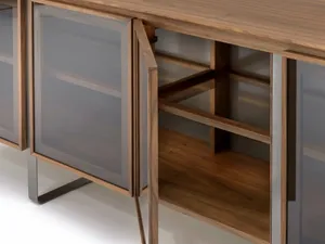 Madia Leonardo L415 in legno e vetro di Arte Brotto