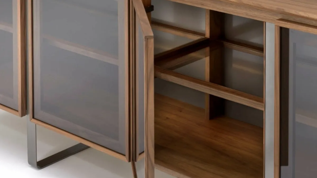 Madia Leonardo L415 in legno e vetro di Arte Brotto