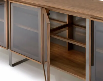 Madia Leonardo L415 in legno e vetro di Arte Brotto