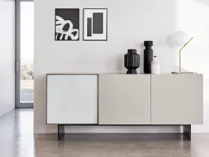 Madia Match in laccato opaco e ceramica di Presotto