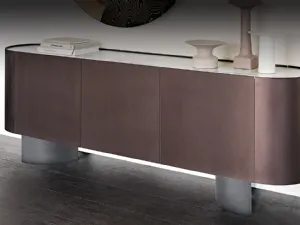 Madia in legno rivestita in metallo verniciato goffrato bronzo Savoy di Cattelan Italia