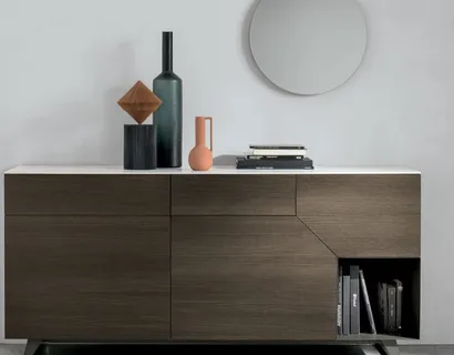 Madia Remix X02 in materico rovere moka con top in gres Tomasella