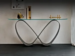 Consolle Butterfly in vetro e acciaio di Cattelan Italia