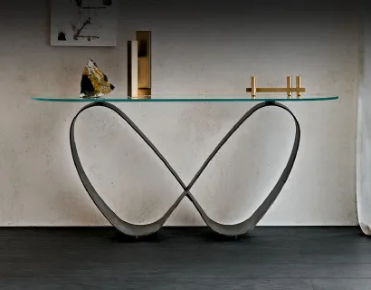 Consolle Butterfly in vetro e acciaio di Cattelan Italia
