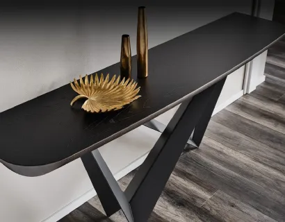 Consolle con piano in legno e base in acciaio Westin Wood-C di Cattelan Italia