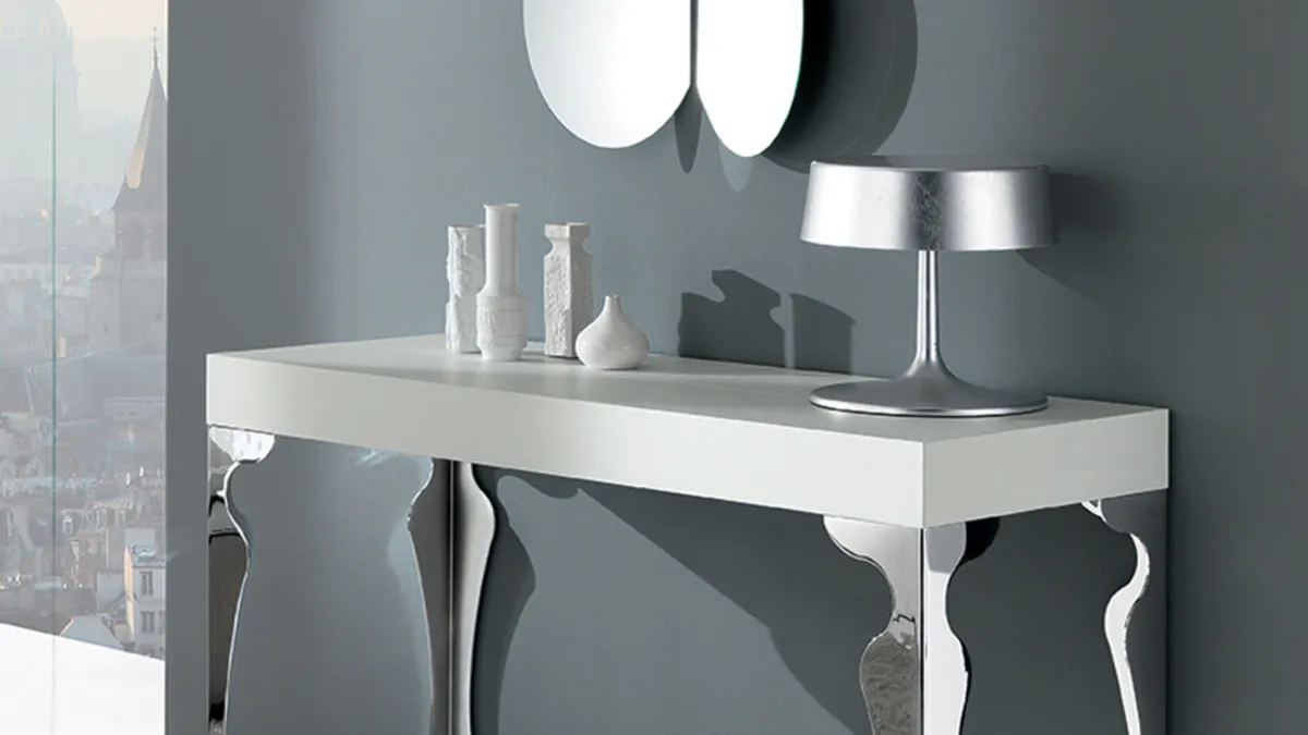 Mobile ingresso Luxury Consolle in legno laccato con gambe in acciaio di Riflessi