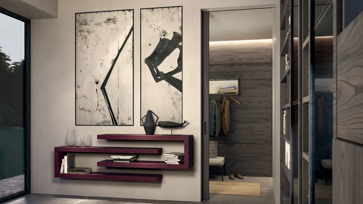 Mobile ingresso Side CF 018 in laccato Acquerello Prugna di Fimar