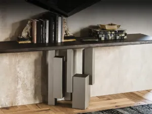 Consolle con base in acciaio e piano in legno massello Skyline di Cattelan Italia