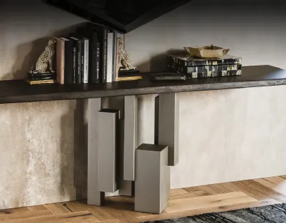 Consolle con base in acciaio e piano in legno massello Skyline di Cattelan Italia