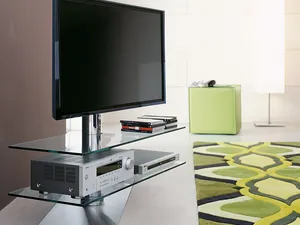 Mobile Porta Tv Vision in cristallo e acciaio di Cattelan Italia