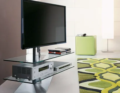 Mobile Porta Tv Vision in cristallo e acciaio di Cattelan Italia