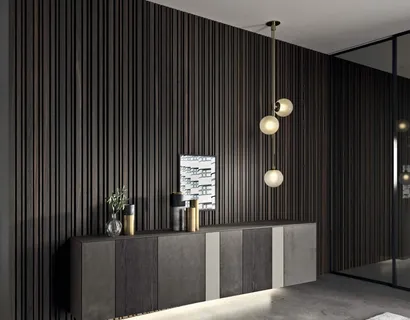 Mobile sospeso InclinART in laccato metal e legno di Presotto