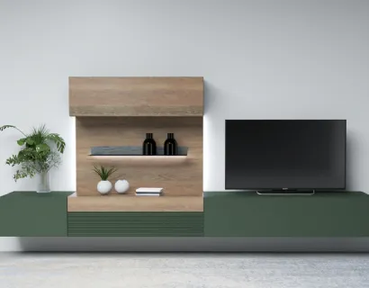 Mobile sospeso Living Zero 16 L36 in legno massello laccato e naturale di Devina Nais