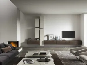 Mobile sospeso in legno e laccato opaco ModulArt di Presotto