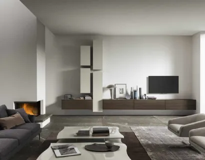 Mobile sospeso in legno e laccato opaco ModulArt di Presotto