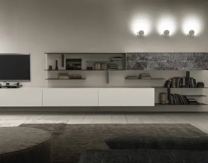 Mobile sospeso ModulART 14 in laccato opaco bianco di Presotto
