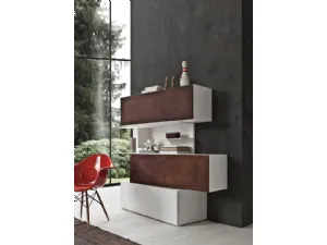 Parete Attrezzata InclinART 06 in laccato metallico e melaminico di Presotto