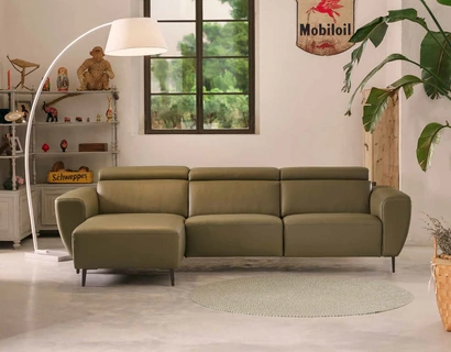 Divano relax Loft in pelle con penisola di Nicoletti Home