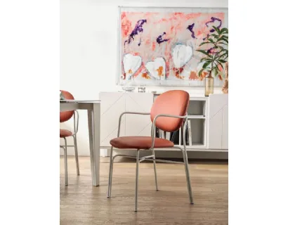 Sedia rivestita in pelle con struttura in acciaio Dada di Bontempi