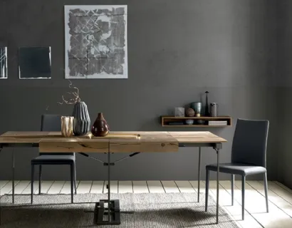 Tavolo Consolle allungabile in Rovere massiccio con struttura in metallo Davinci di Altacom