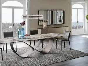 Tavolo con piano in ceramica effetto marmo Butterfly Keramik di Cattelan Italia