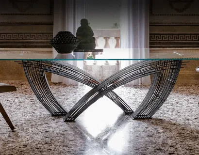 Tavolo in vetro con gambe intrecciate Hystrix Cattelan Italia