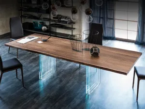 Tavolo allungabile in legno con base in cristallo Ikon Drive di Cattelan Italia