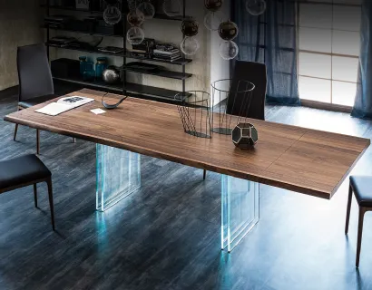 Tavolo allungabile in legno con base in cristallo Ikon Drive di Cattelan Italia